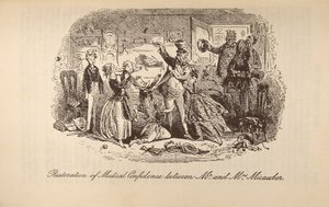 チャールズ・ディケンズの「デービッド・カッパーフィールド」（1812-70）の「ミカウバー夫妻間の相互信頼の回復」 作： Hablot Knight Browne